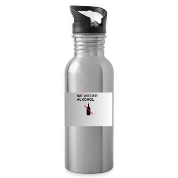 Nie Wieder Alkohol – Alkoholfrei - Trinkflasche mit integriertem Trinkhalm - Lightsilver - Rechts