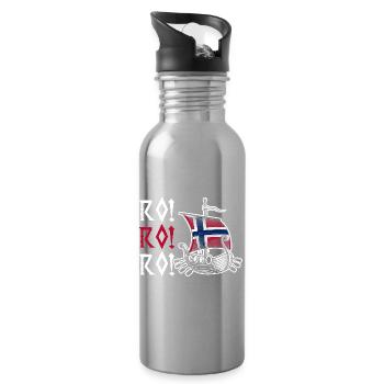 Norvège des fjords Norge Navire scandinave ro-viking - Gourde avec paille intégrée - argent clair - Droite