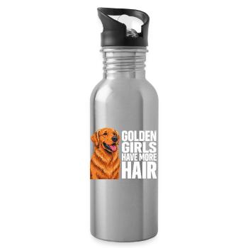 Golden Girls haben mehr Haare, Golden Retriever - Trinkflasche mit integriertem Trinkhalm - Lightsilver - Rechts