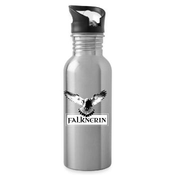 Falknerin Adler Falke Falknerei Schild - Trinkflasche mit integriertem Trinkhalm - Lightsilver - Rechts