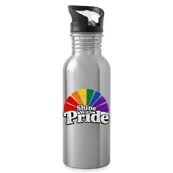 Shine With Pride LGBTQ Statement Retro CSD Fan - Trinkflasche mit integriertem Trinkhalm - Lightsilver - Rechts