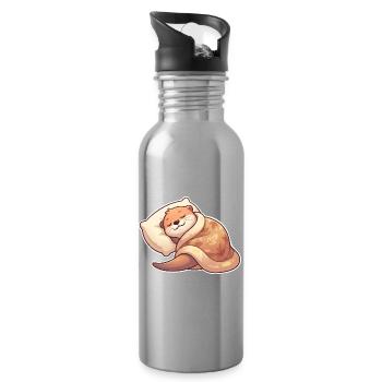 Schlafender Otter - Trinkflasche mit integriertem Trinkhalm - Lightsilver - Rechts