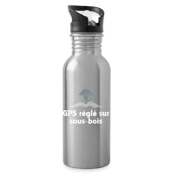 GPS règlé sur sous-bois champignon - Gourde avec paille intégrée - argent clair - Droite