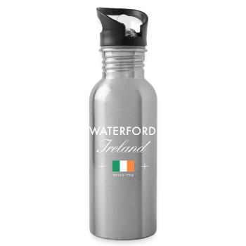 Waterford Ireland Coordinates Travel Souvenir - Water bottle with straw - silver - Right