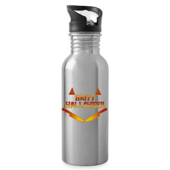 Happy Halloween Funny Horror Smile - Water bottle with straw - silver - Right