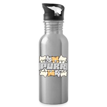 Katzen-Crew-Logo - Trinkflasche mit integriertem Trinkhalm - Lightsilver - Rechts