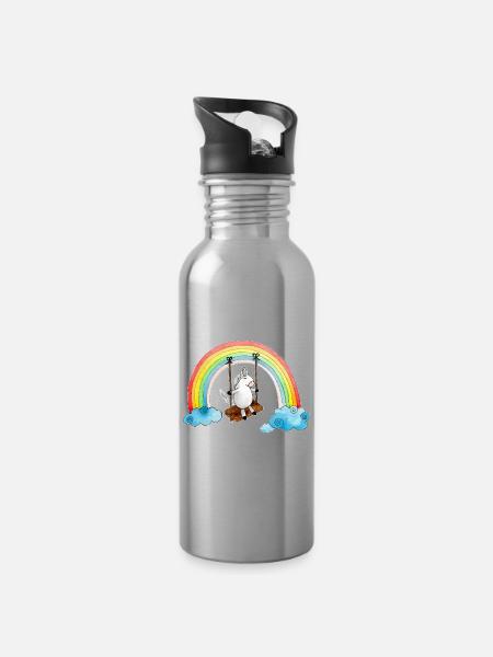 Einhorn Schaukel Regenbogen - Trinkflasche mit integriertem Trinkhalm - Lightsilver