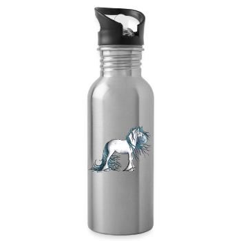 Fantasy Pferd - Trinkflasche mit integriertem Trinkhalm - Lightsilver - Rechts