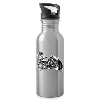 0894 CHEVAL D'ACIER - Gourde avec paille intégrée - argent clair - Droite