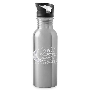 Love you to the moon and back - Water bottle with straw - silver - Right