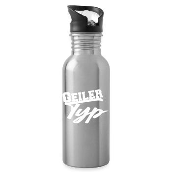 Geiler Typ Mann lustig Geschenk - Trinkflasche mit integriertem Trinkhalm - Lightsilver - Rechts