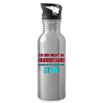 Statement Ruhestand Opa Senior Großvater - Trinkflasche mit integriertem Trinkhalm - Lightsilver - Rechts