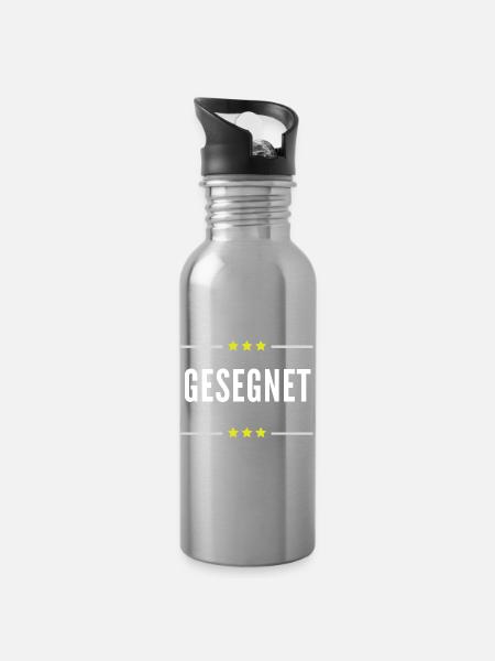 Gesegnet - Trinkflasche mit integriertem Trinkhalm - Lightsilver