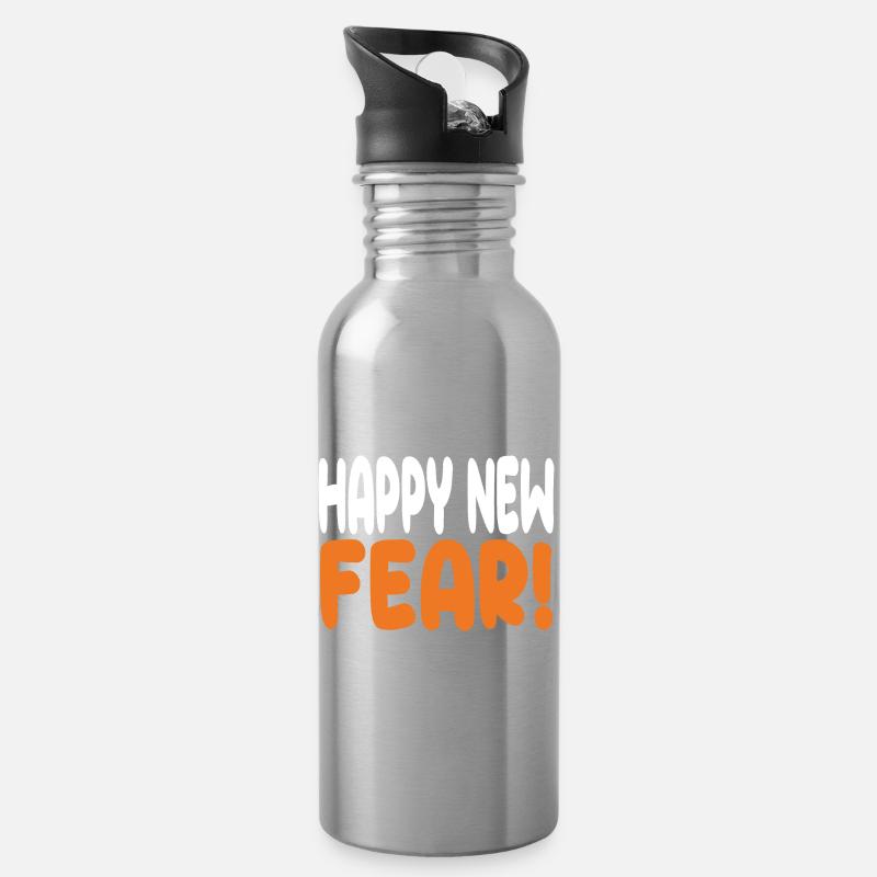 Frohe neue Angst! - Trinkflasche mit integriertem Trinkhalm - Lightsilver