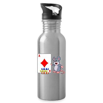 Mouse Poker Cartes de poker Jetons de poker - Gourde avec paille intégrée - argent clair - Droite