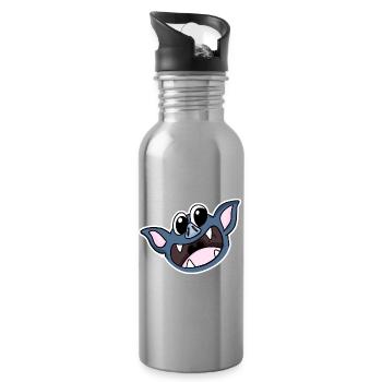 Fledermaus Kopf - Trinkflasche mit integriertem Trinkhalm - Lightsilver - Rechts