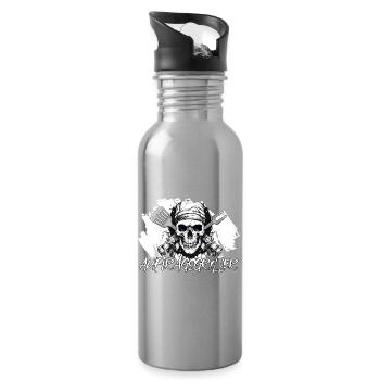 Aufragsgriller Skull BBQ Geschenk Grillschürze - Trinkflasche mit integriertem Trinkhalm - Lightsilver - Rechts
