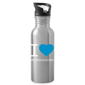 I LOVE SNOWBOARDING - Trinkflasche mit integriertem Trinkhalm - Lightsilver - Rechts