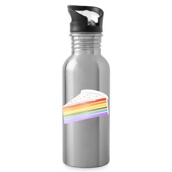 Piece of rainbow cake in delicate pastel colors - Water bottle with straw - silver - Right
