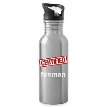 Feuerwehrmann - Trinkflasche mit integriertem Trinkhalm - Lightsilver - Rechts
