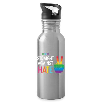 LGBT Pride Month - Direkt gegen Hass - Trinkflasche mit integriertem Trinkhalm - Lightsilver - Rechts