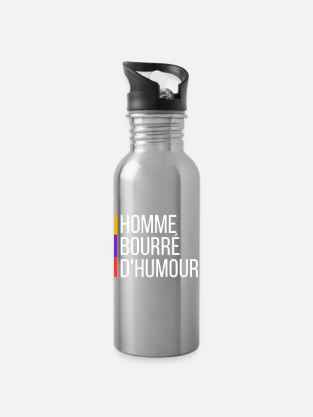 Ein Mann voller Humor - Trinkflasche mit integriertem Trinkhalm - Lightsilver