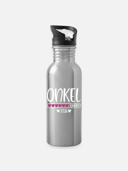 Onkel 2026 loading - Trinkflasche mit integriertem Trinkhalm - Lightsilver