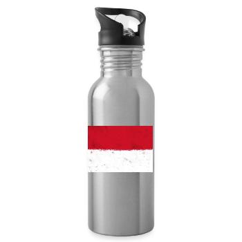 Drapeau de Monaco - Gourde avec paille intégrée - argent clair - Droite