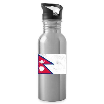 Drapeau du Népal - Gourde avec paille intégrée - argent clair - Droite