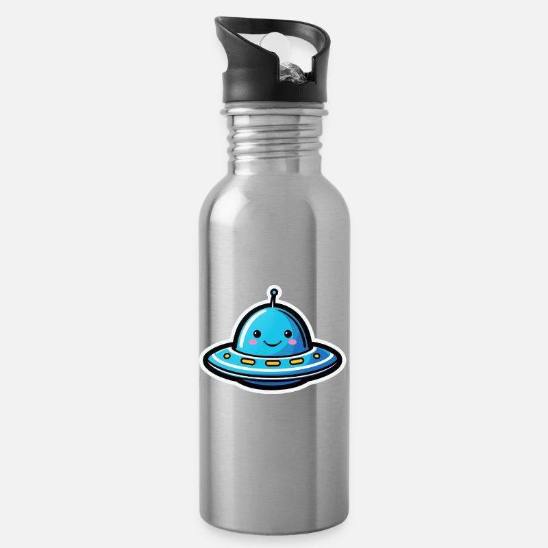 UFO - Water bottle with straw - silver