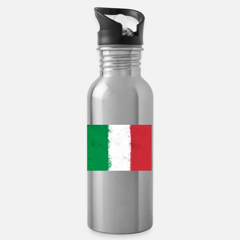 Drapeau de l’Italie - Gourde avec paille intégrée - argent clair