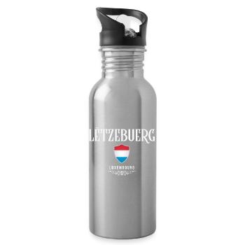 Drapeau luxembourgeois, j’adore le Luxembourg - Gourde avec paille intégrée - argent clair - Droite