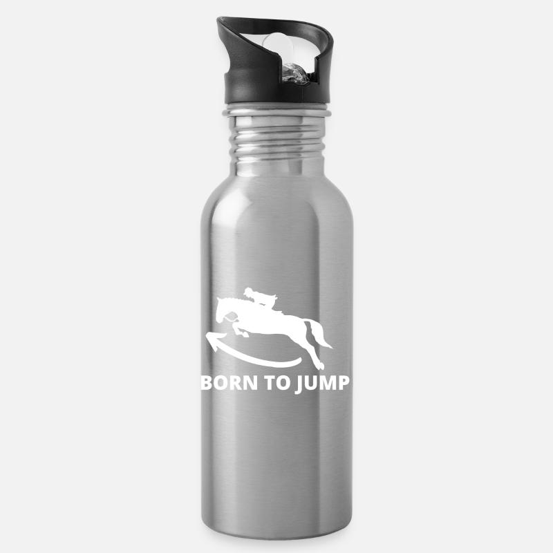 Dynamischer Springende Hengst - Trinkflasche mit integriertem Trinkhalm - Lightsilver