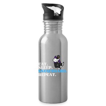 Eat Sleep Snowboard Repeat - Trinkflasche mit integriertem Trinkhalm - Lightsilver - Rechts