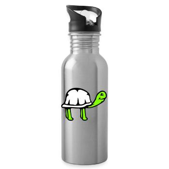 Turtle long neck smiling happy funny - Water bottle with straw - silver - Right