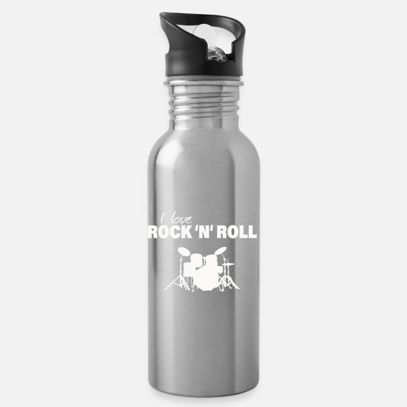 ROCK AND ROLL - Trinkflasche mit integriertem Trinkhalm - Lightsilver