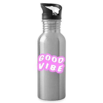 Good Vibe Pastellrosa - Trinkflasche mit integriertem Trinkhalm - Lightsilver - Rechts