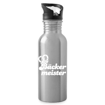 Bäckermeister - Trinkflasche mit integriertem Trinkhalm - Lightsilver - Rechts