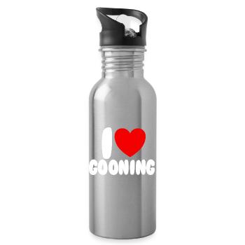 Ich liebe Gooning. Ich liebe Gooning. - Trinkflasche mit integriertem Trinkhalm - Lightsilver - Rechts