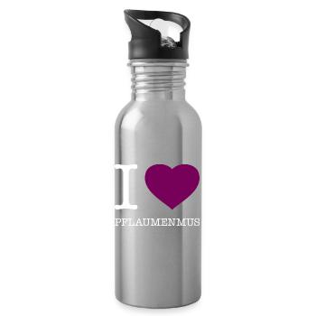 I love plum jam - Water bottle with straw - silver - Right