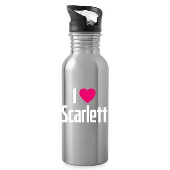 I Love Scarlett Pink Heart I Love Scarlett - Water bottle with straw - silver - Right
