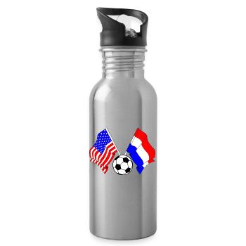 Football Pays-Bas vs États-Unis - Gourde avec paille intégrée - argent clair - Droite