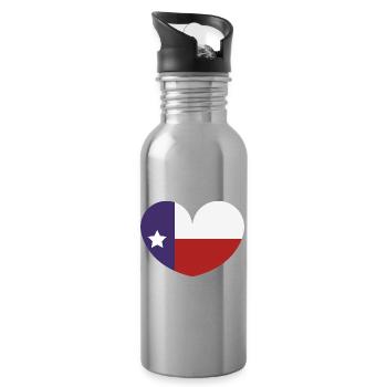 Texas heart flag - Water bottle with straw - silver - Right
