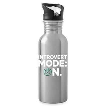 Introvert Mode ON – Lustiger Spruch - Trinkflasche mit integriertem Trinkhalm - Lightsilver - Rechts
