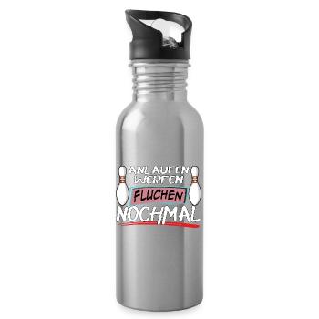 Run-up, throwing, cursing, bowling again - Water bottle with straw - silver - Right