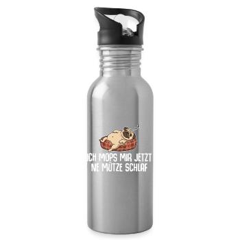 I pug me a cap sleep - dog owner - Water bottle with straw - silver - Right