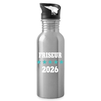 Coiffeur 2026 Apprentissage Maître Formant Coiffeur - Gourde avec paille intégrée - argent clair - Droite