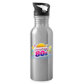 80er Jahre I Love The 80s - Trinkflasche mit integriertem Trinkhalm - Lightsilver - Rechts