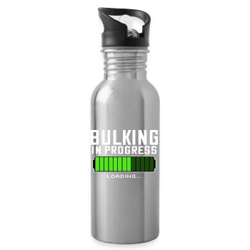 Bulking in Progress Fitness GYM Bodybuilding - Water bottle with straw - silver - Right