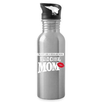 Cool Mom Shirt – Funny Kiss Mothers Day Gift - Water bottle with straw - silver - Right